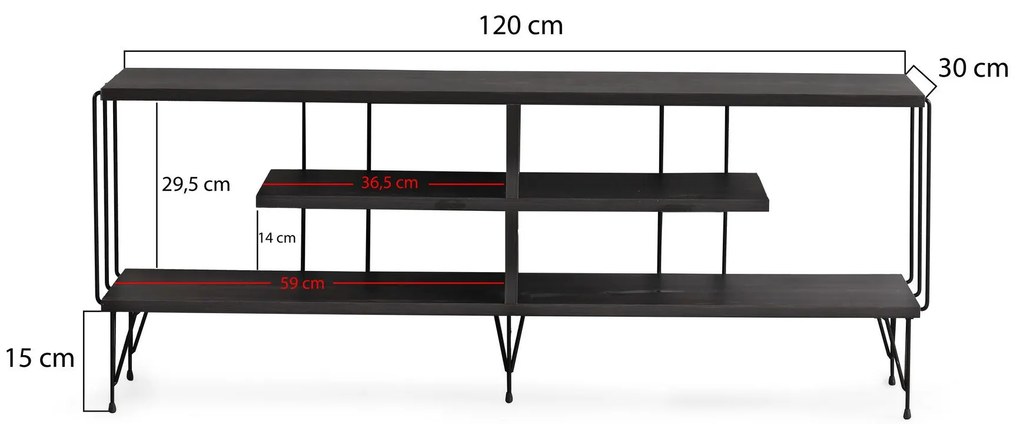 Móvel de TV Eze – Castanho Escuro – 120 cm x 44,5 cm x 30 cm