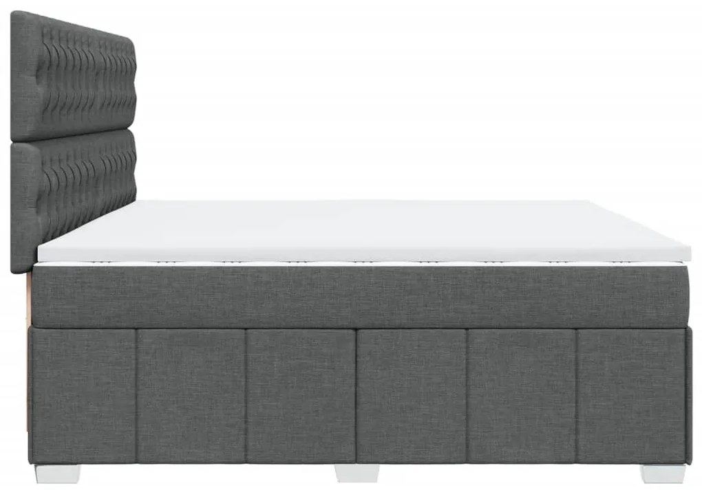 Cama com molas/colchão 200x200 cm tecido cinzento-escuro