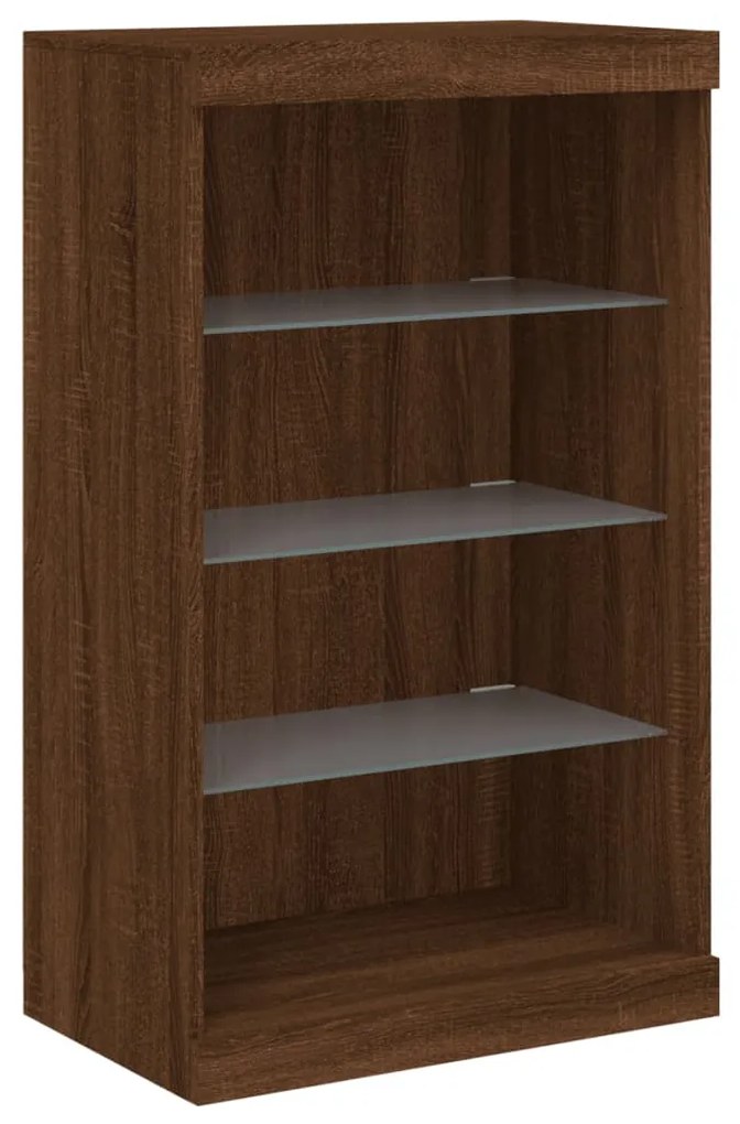 Aparador com luzes LED 60,5x37x100 cm carvalho castanho