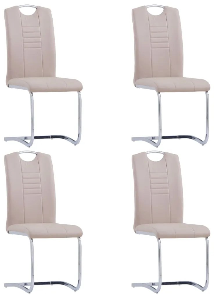 Cadeiras de jantar cantilever 4 pcs couro artificial cappuccino
