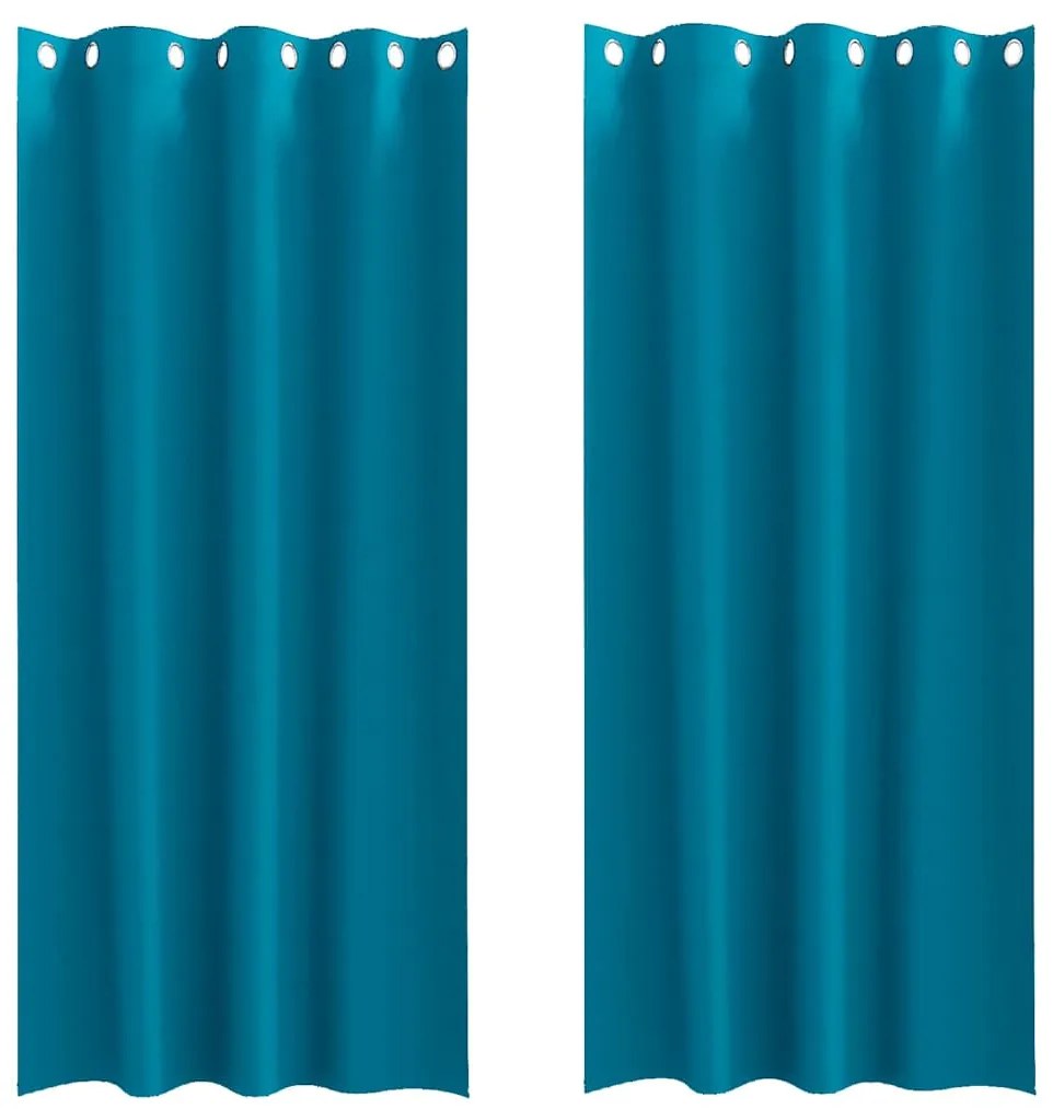 Cortinas com cortinas 2 pcs Turquesa 225 x 140 cm Poliéster
