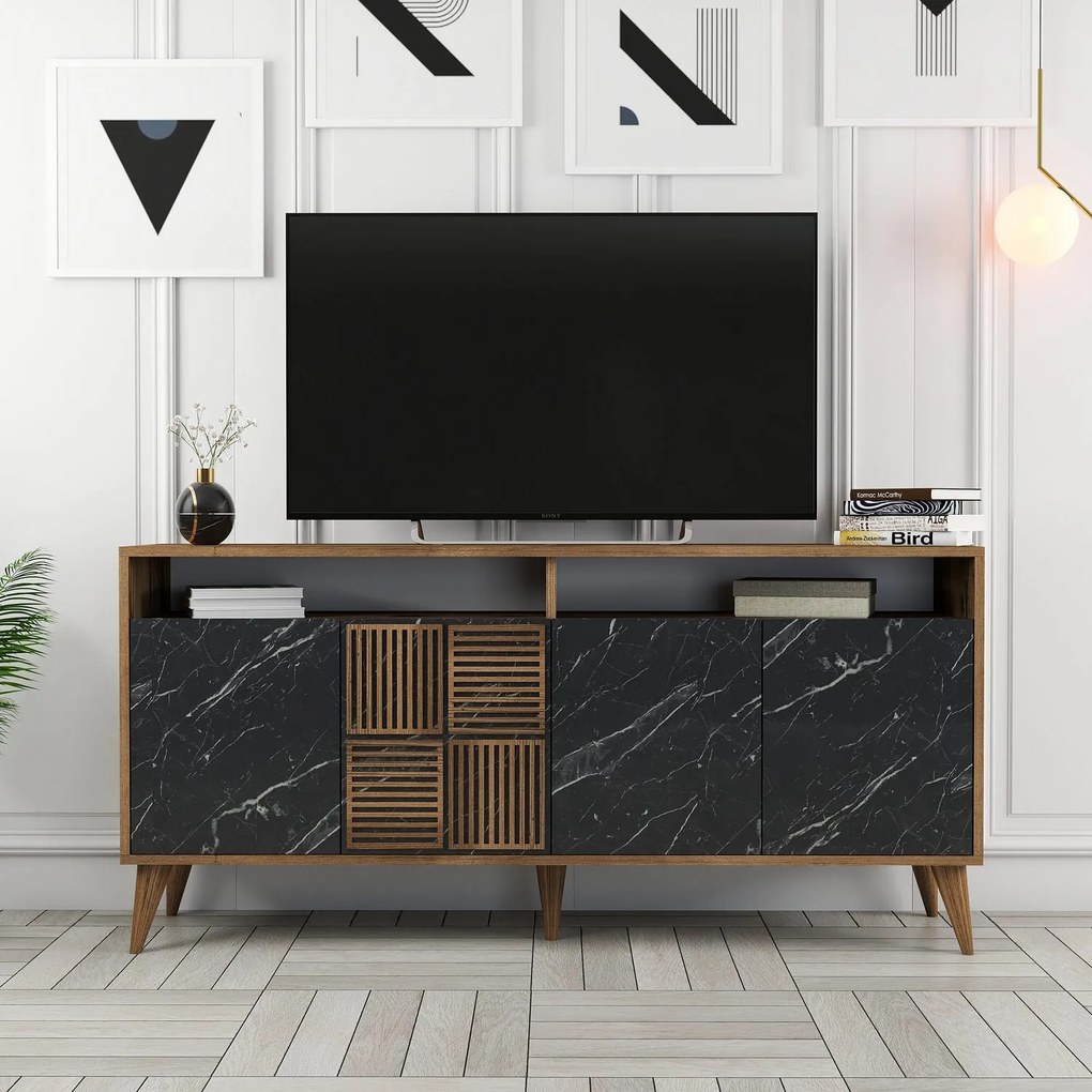Console Milan – Walnut Black Marble – 160x78x35 cm