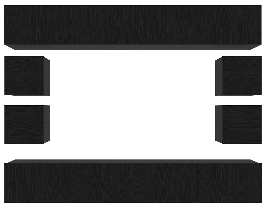 Conjunto de 8 Peças para TV – Montado na parede em Madeira de Carvalho