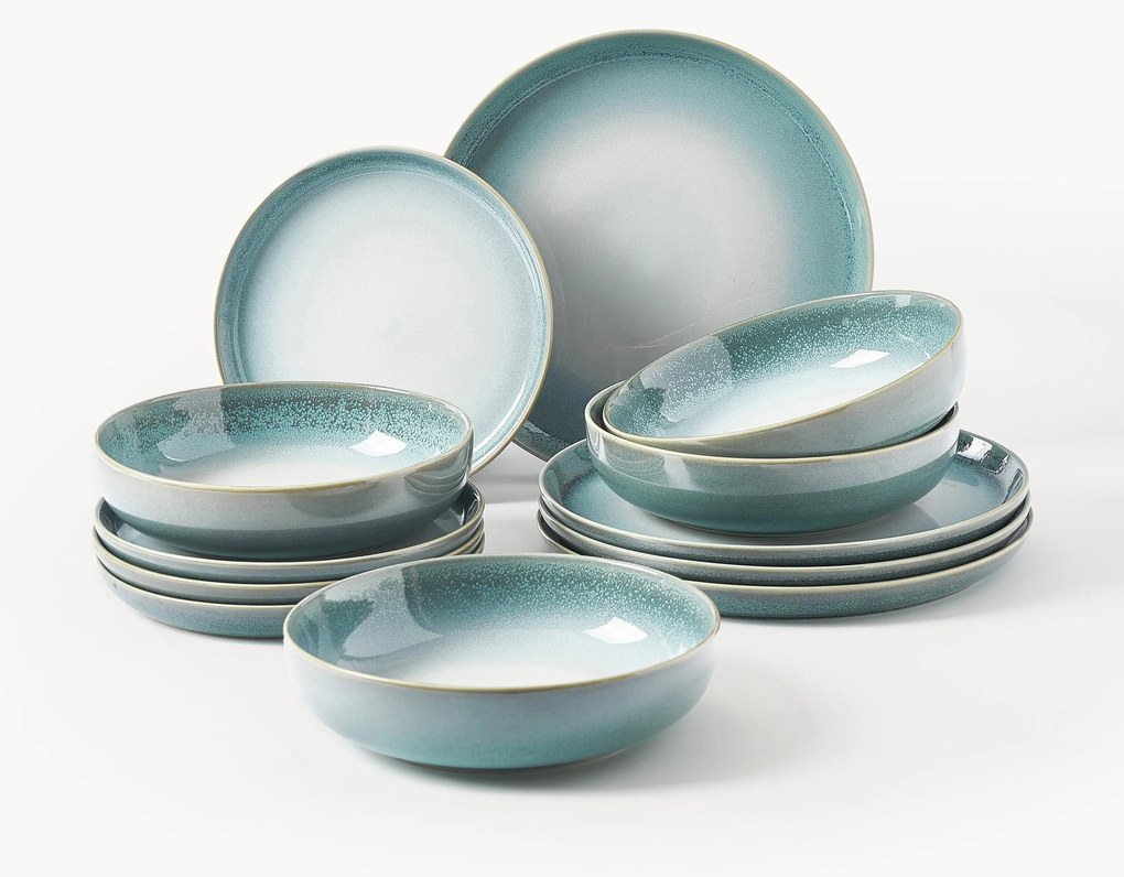 Reactive Glaze Tableware Set Havana, Set of 12
