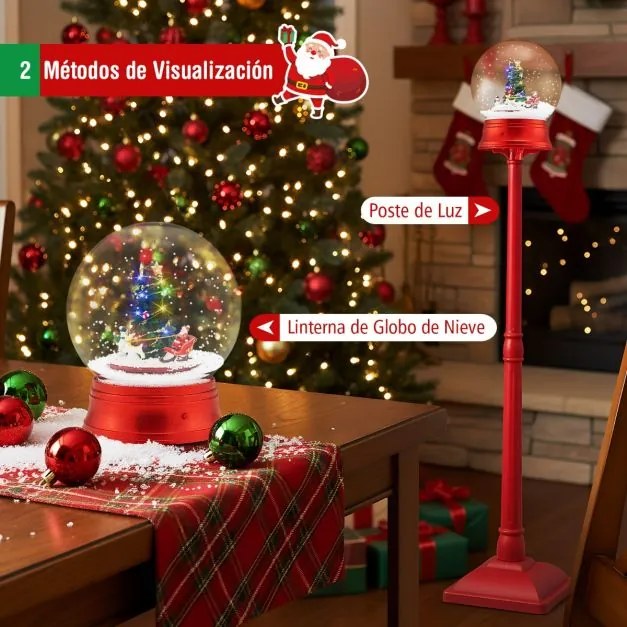 Lâmpada musical natal de 150 cm Lâmpada com globo de neve em suporte com 8 tons vermelho