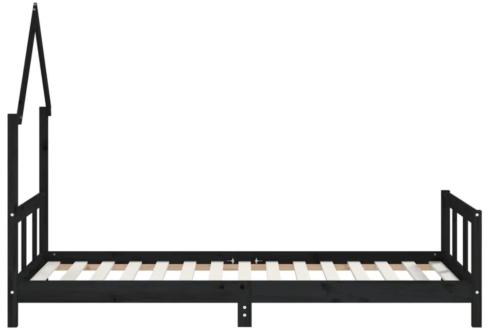 Estrutura de cama infantil 90x190 cm pinho maciço preto