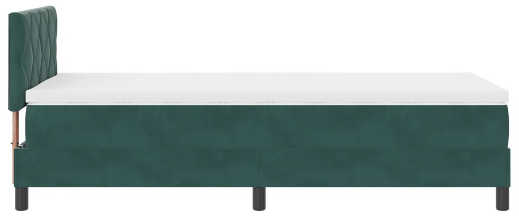 Cama Box com Colchão vidaXL Verde Escuro 90x200 cm Veludo