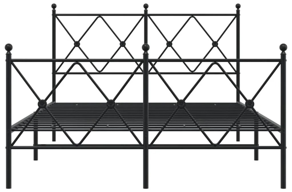 Estrutura de cama com cabeceira e pés 120x190 cm metal preto