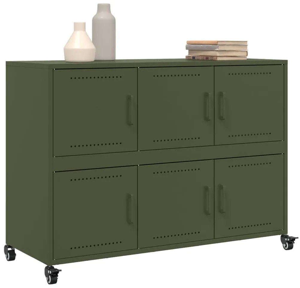 Aparador 100,5x39x72 cm aço verde-azeitona