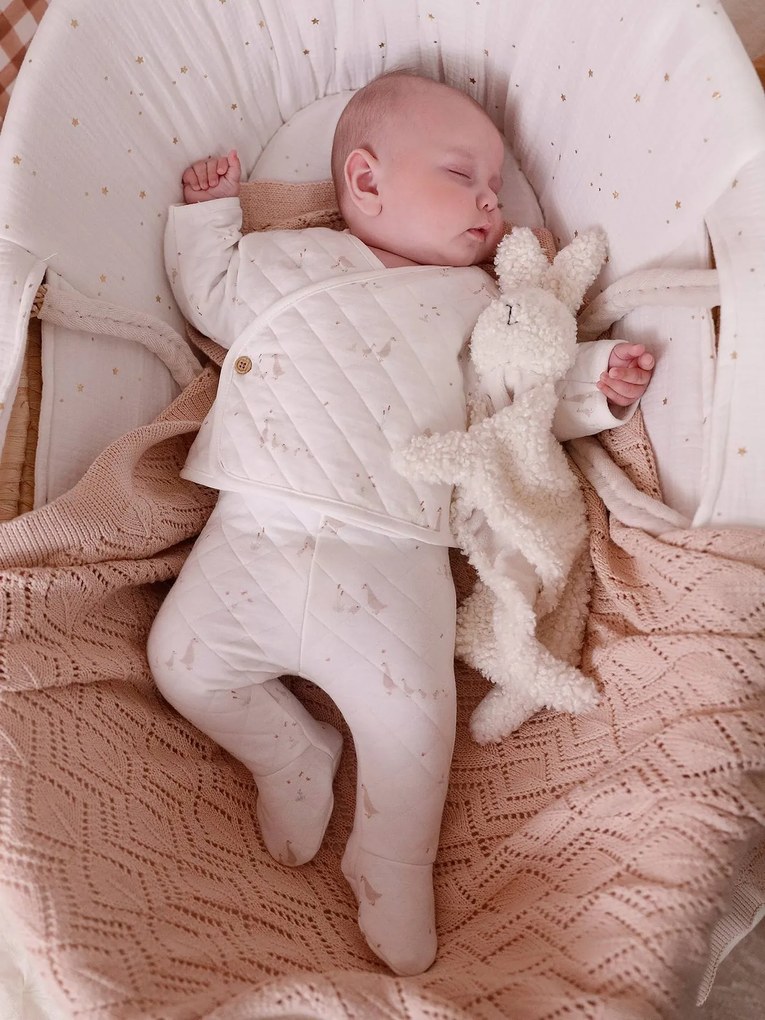 Boneco-doudou coelho e roca em sherpa branco