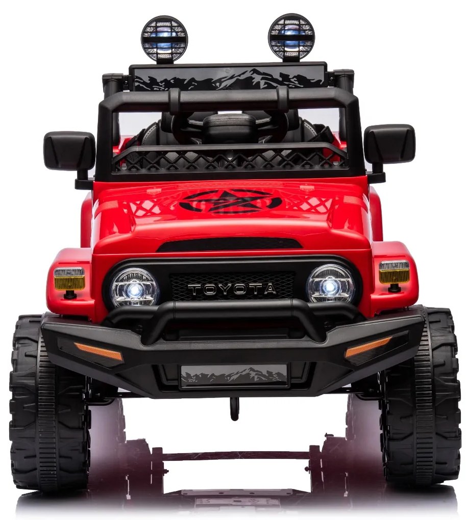 Carro elétrico para Crianças TOYOTA FJ CRUISER com tração traseira bateria de 12 V, chassi alto, assento largo, suspensão do eixo traseiro, luzes LED,