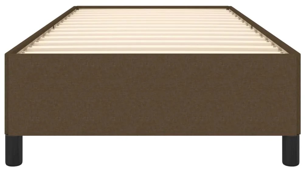 Estrutura de cama sem colchão 90x190 cm tecido castanho-escuro