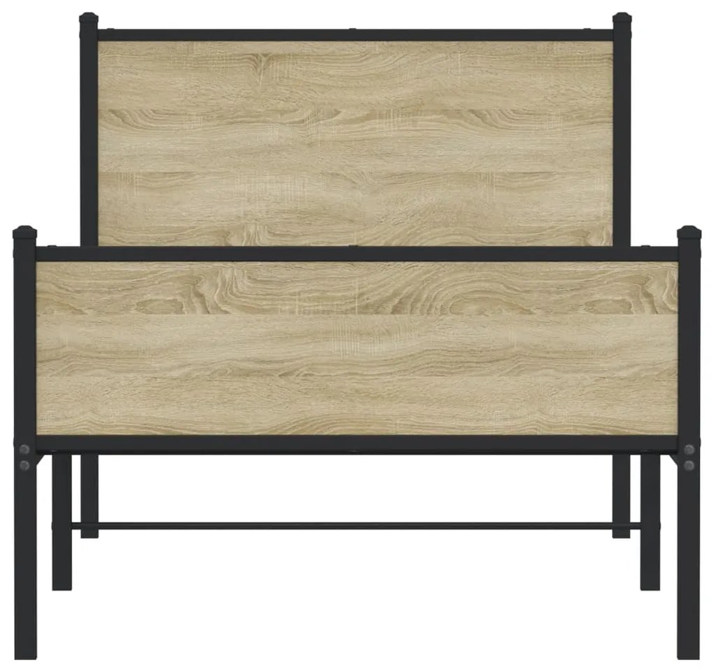 Estrutura de cama sem colchão 90x190 cm metal carvalho sonoma