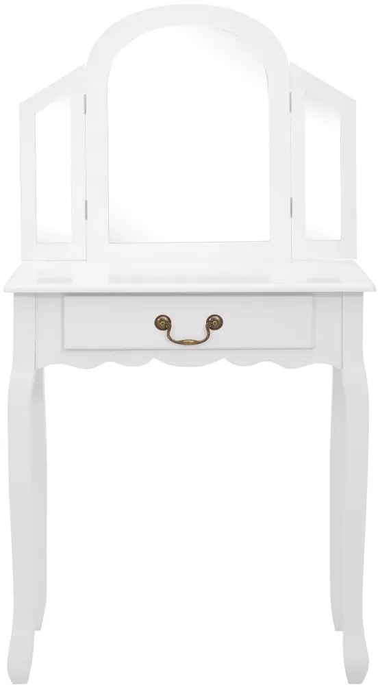 Toucador c/ banco 65x36x128 cm MDF e madeira paulownia branco