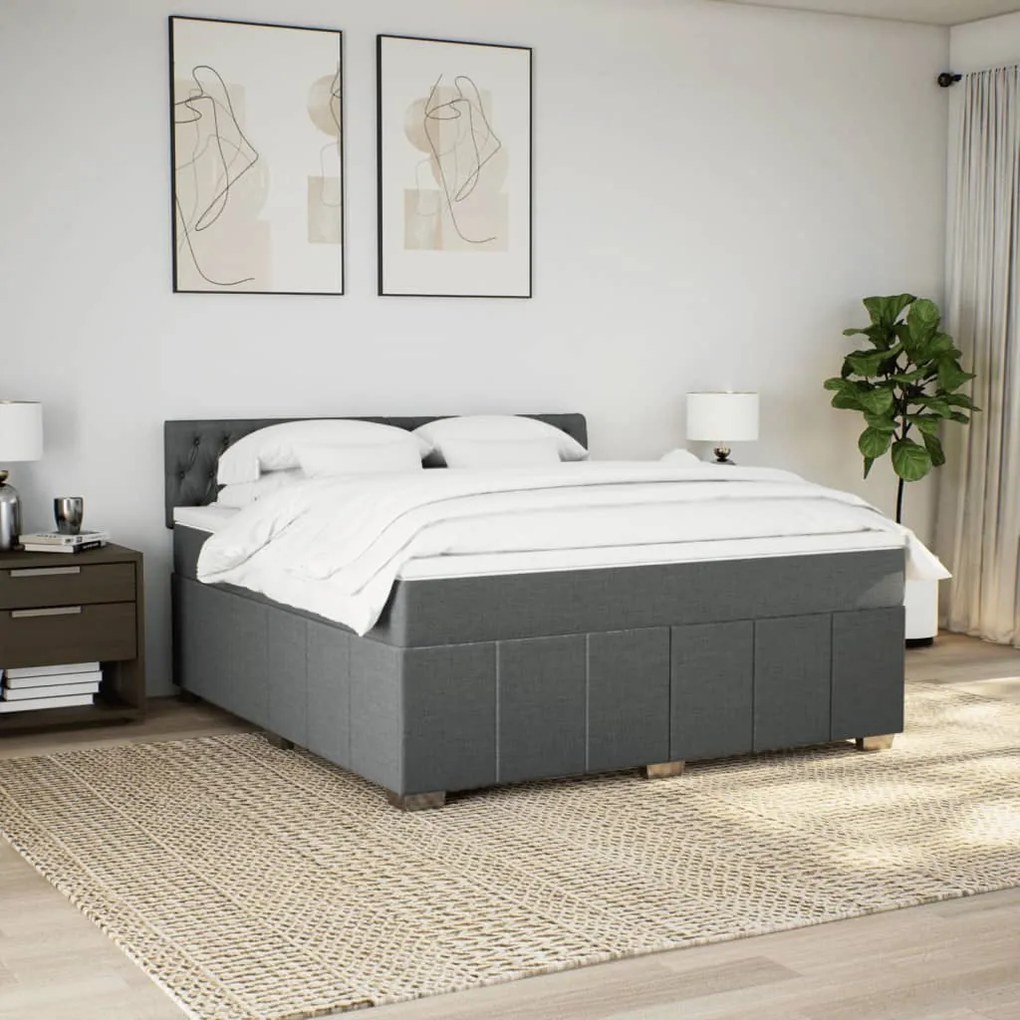 Cama com molas/colchão 180x200 cm tecido cinzento-escuro