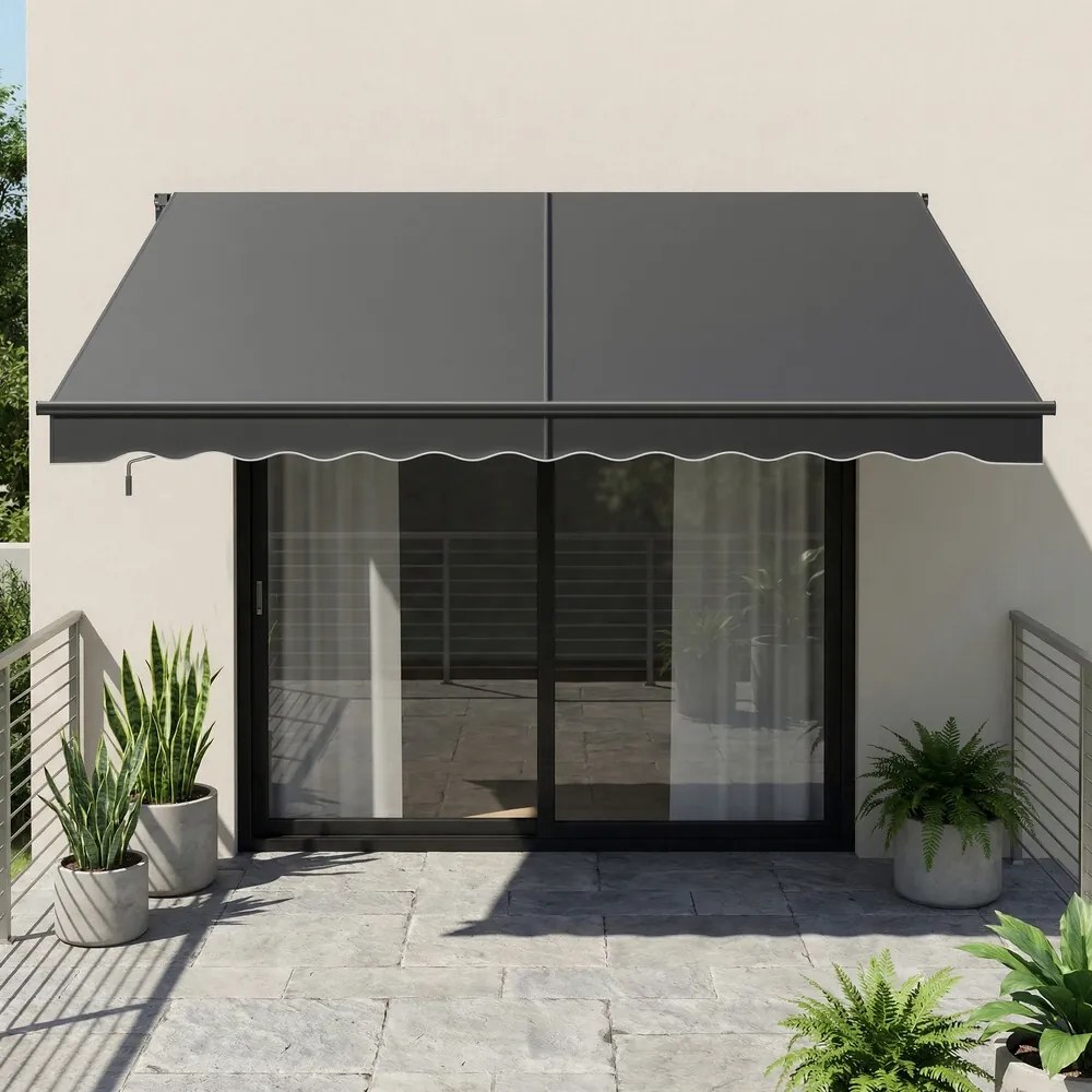 Toldo varanda de braço articulado 300 x 250 cm (C x L), manivela, FPS 50+Cinza