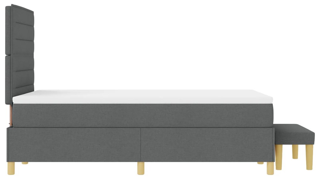 Cama com Molas com Colchão e Banco Cinza Escuro 120x190 cm Tecido