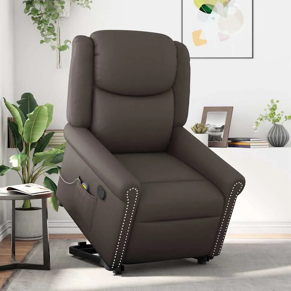 Poltrona massagens reclinável elevatória couro artificial