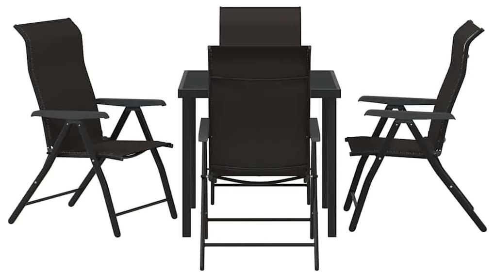Conjunto de Jantar de Jardim 5 Peças em Rattan Sintético Preto