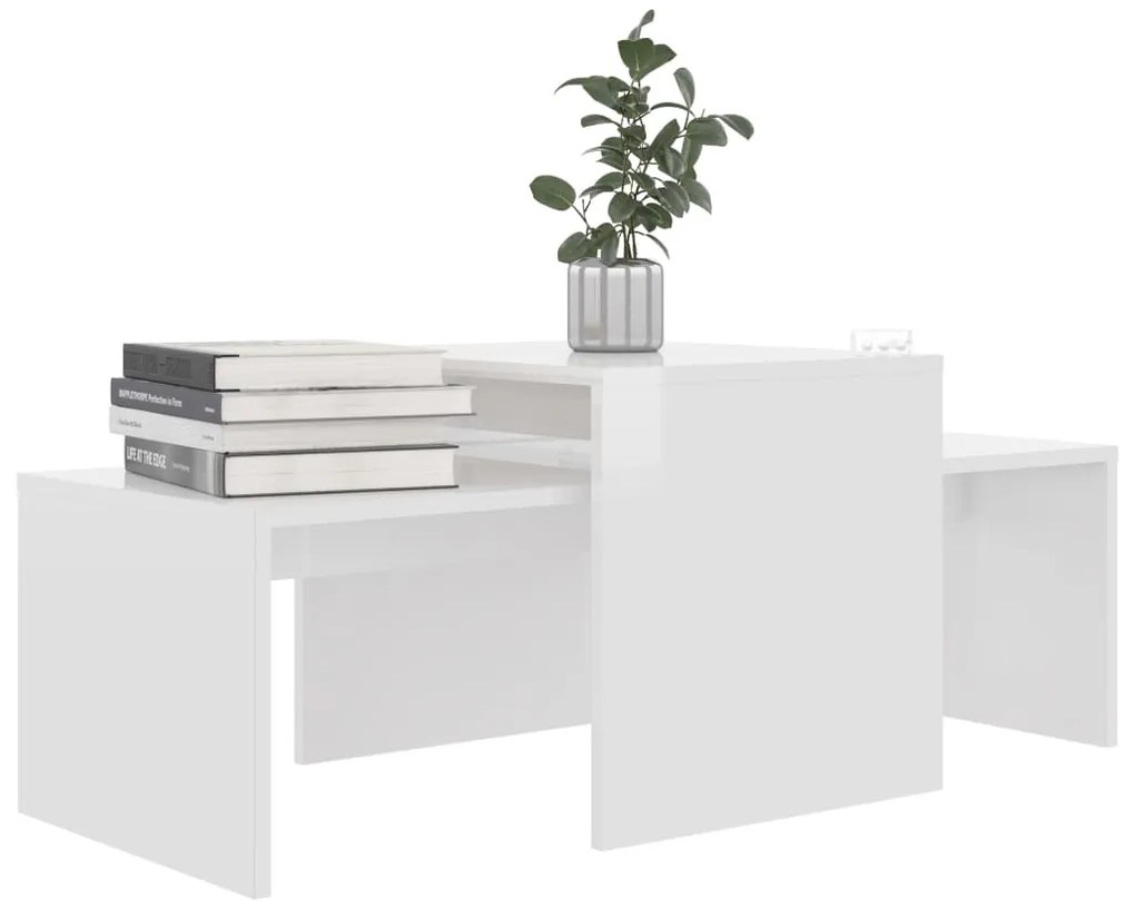 Conjunto mesas centro 100x48x40cm contrapla. branco brilhante