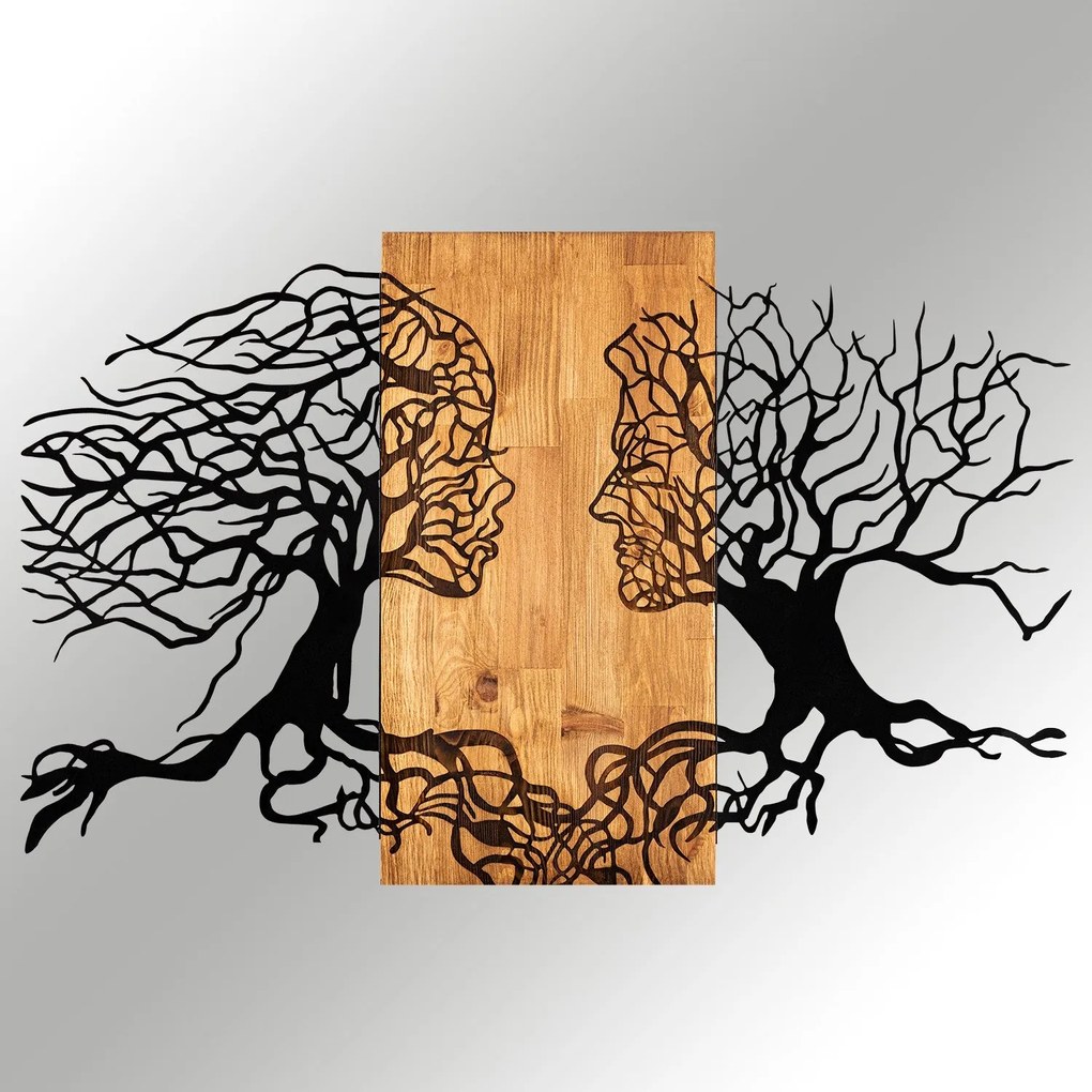 Acessório Decorativo de Parede Tutku – Preto e Nogueira – 92 x 58 cm