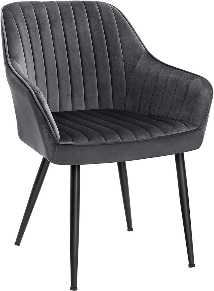 Cadeira de jantar SONGMICS, poltrona, cadeira estofada com braços, pernas de metal, capa de veludo, largura do assento 49 cm, máx. 110 kg - para estudo, sala de estar, quarto