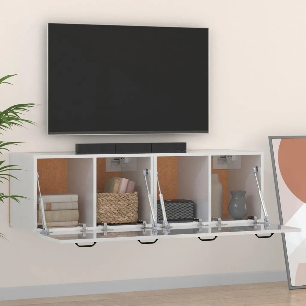 Armários parede 2pcs 80x36,5x35 cm madeira branco brilhante
