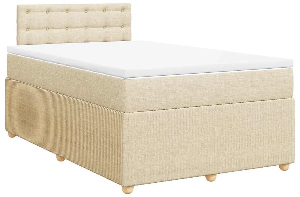 Cama boxspring com colchão 120x190 cm tecido cor creme