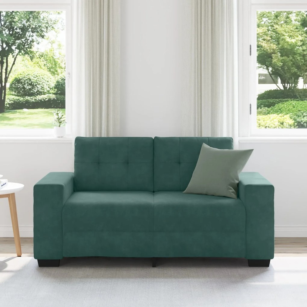 Sofá Loveseat Verde Escuro 120 cm em Veludo da vidaXL