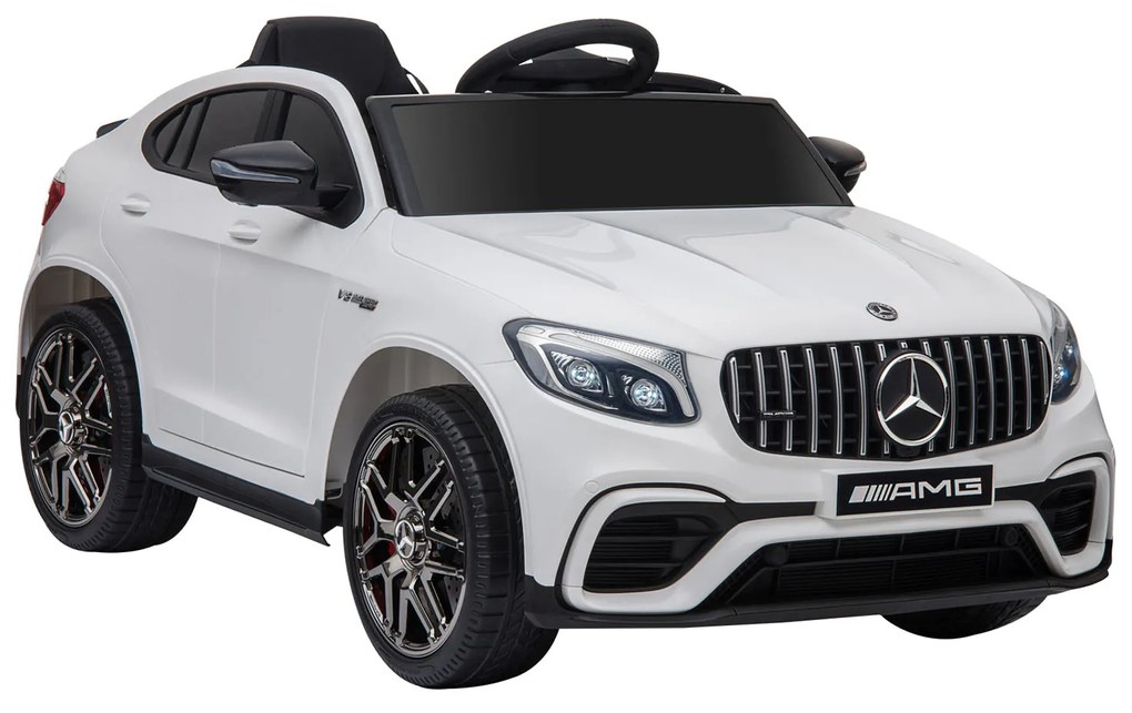 HOMCOM Carro Elétrico Mercedes AMG 12V para Crianças de 3-5 Anos com Controle Remoto Música Luzes Abertura da Porta 115x70x55cm Branco