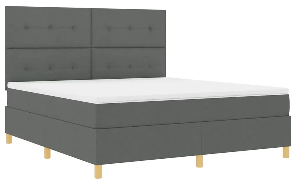 Cama Box Spring com Colchão Cinza Escuro Tecido
