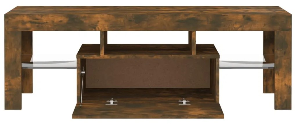 Móvel de TV com luzes LED 120x35x40 cm carvalho fumado
