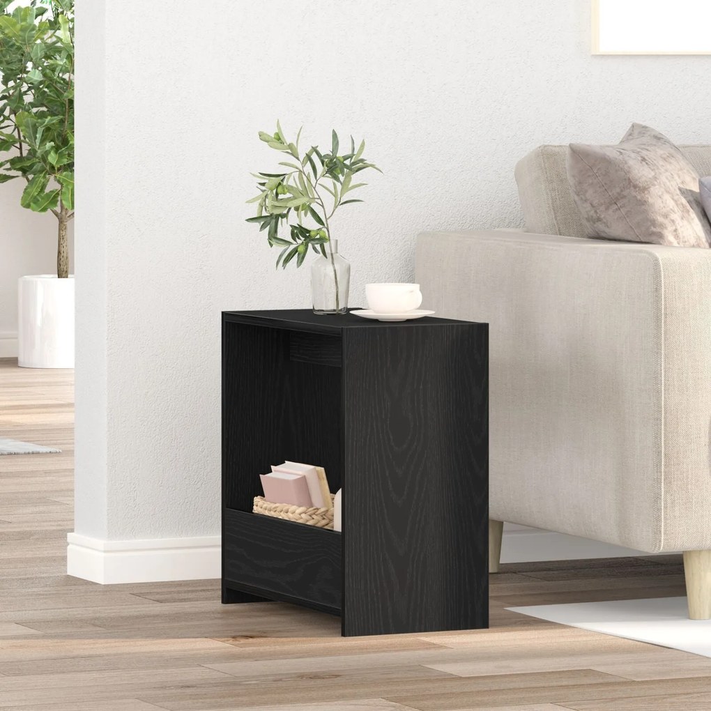 Mesa de Apoio vidaXL Preta em Madeira de Carvalho 50x26x50 cm