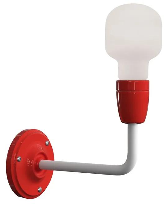Fermaluce Color Block, porcelain and metal wall light with bent extension - Red Não
