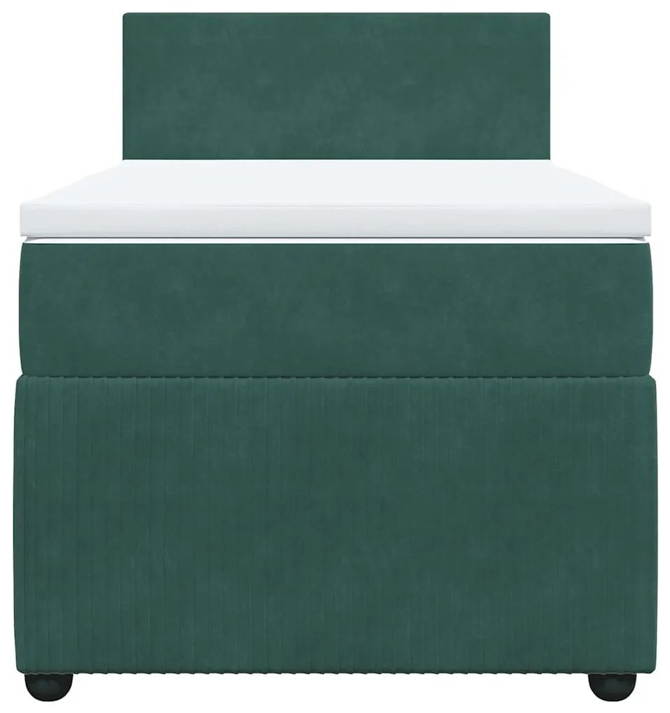 Cama com molas/colchão 100x200 cm veludo verde-escuro