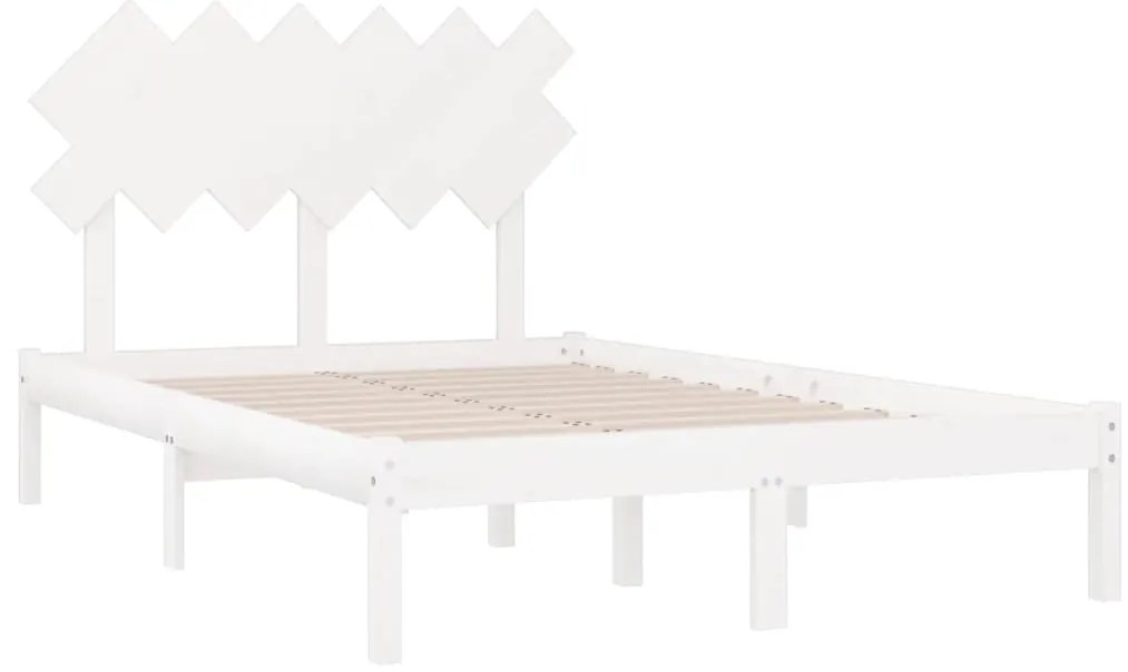 Estrutura de cama casal 135x190 cm madeira maciça branco