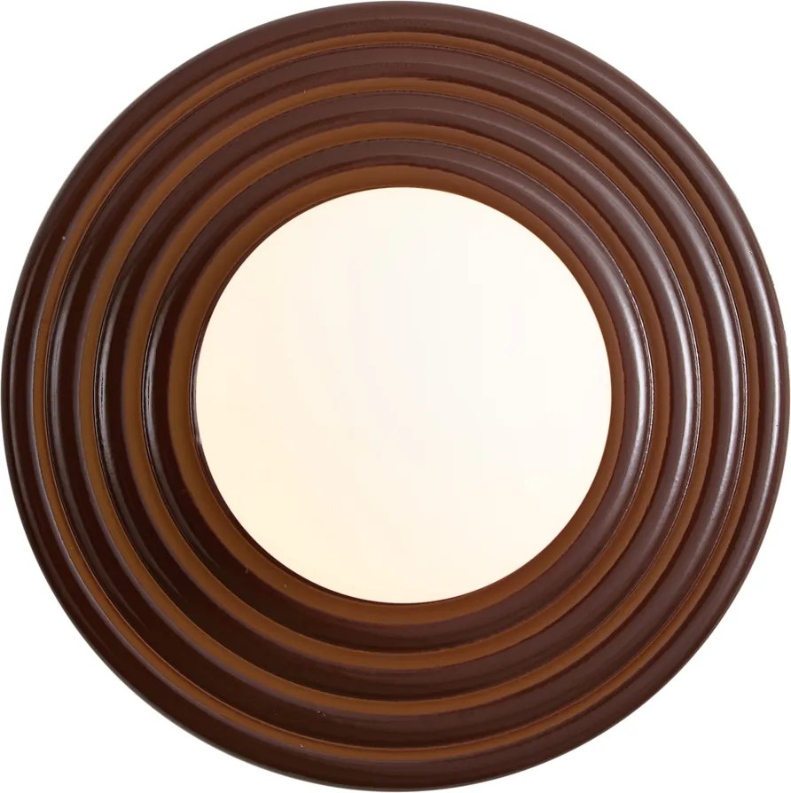 Candeeiro de Parede Retro Castanho com Opalino Redondo 20cm IP44 - Lila