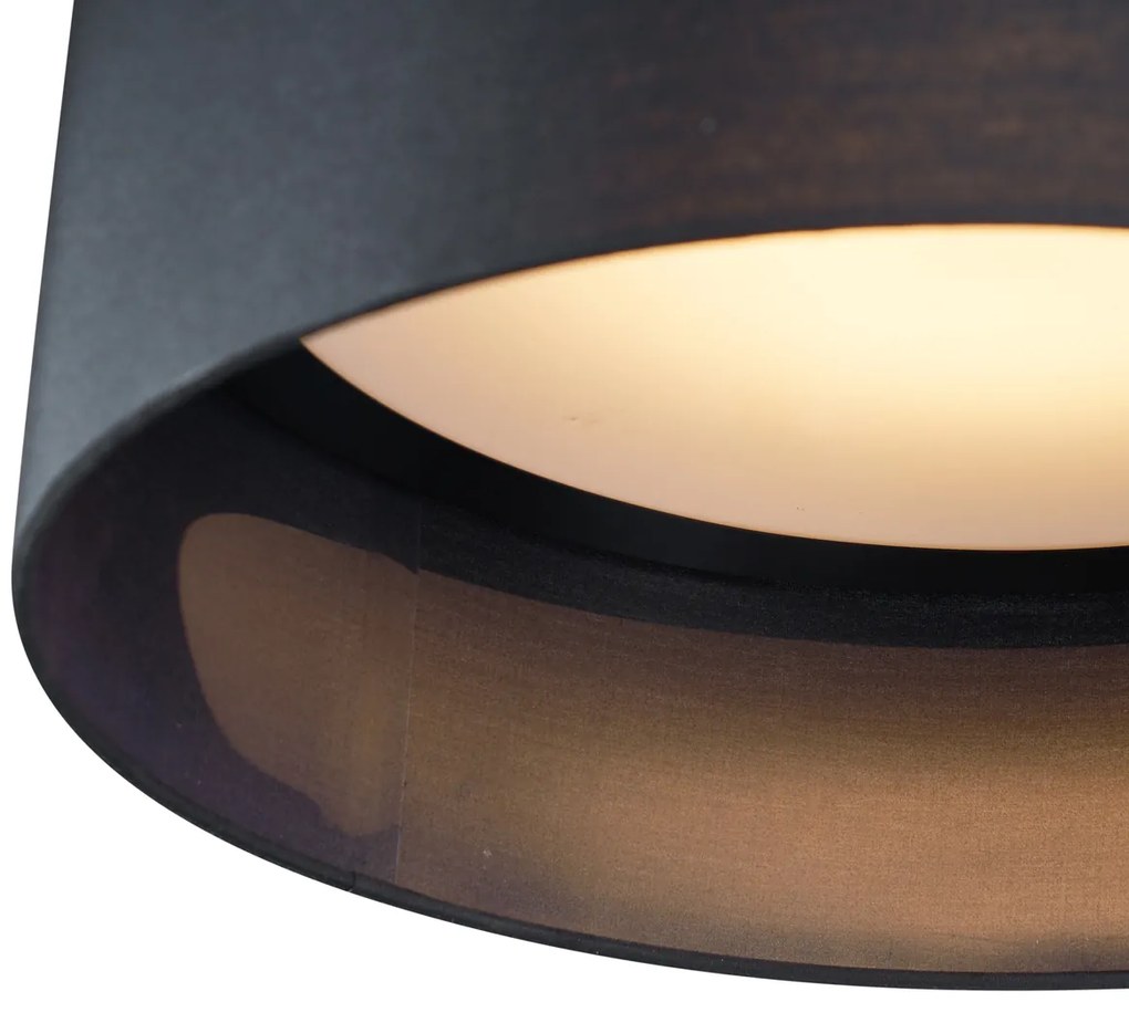 Plafon moderno preto transparente 40cm incl. LED regulável em 3 níveis - Sue