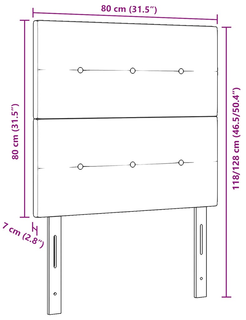 Cabeceira vidaXL Botão Estofada Preta 80 cm Tecido