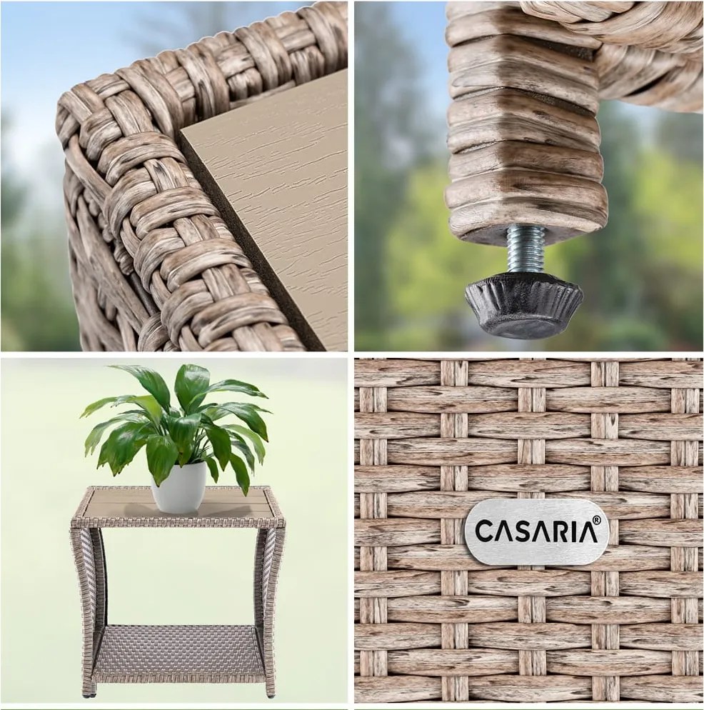 Mesa de apoio Jardim Polyrattan Vedis 45x45x40cm creme