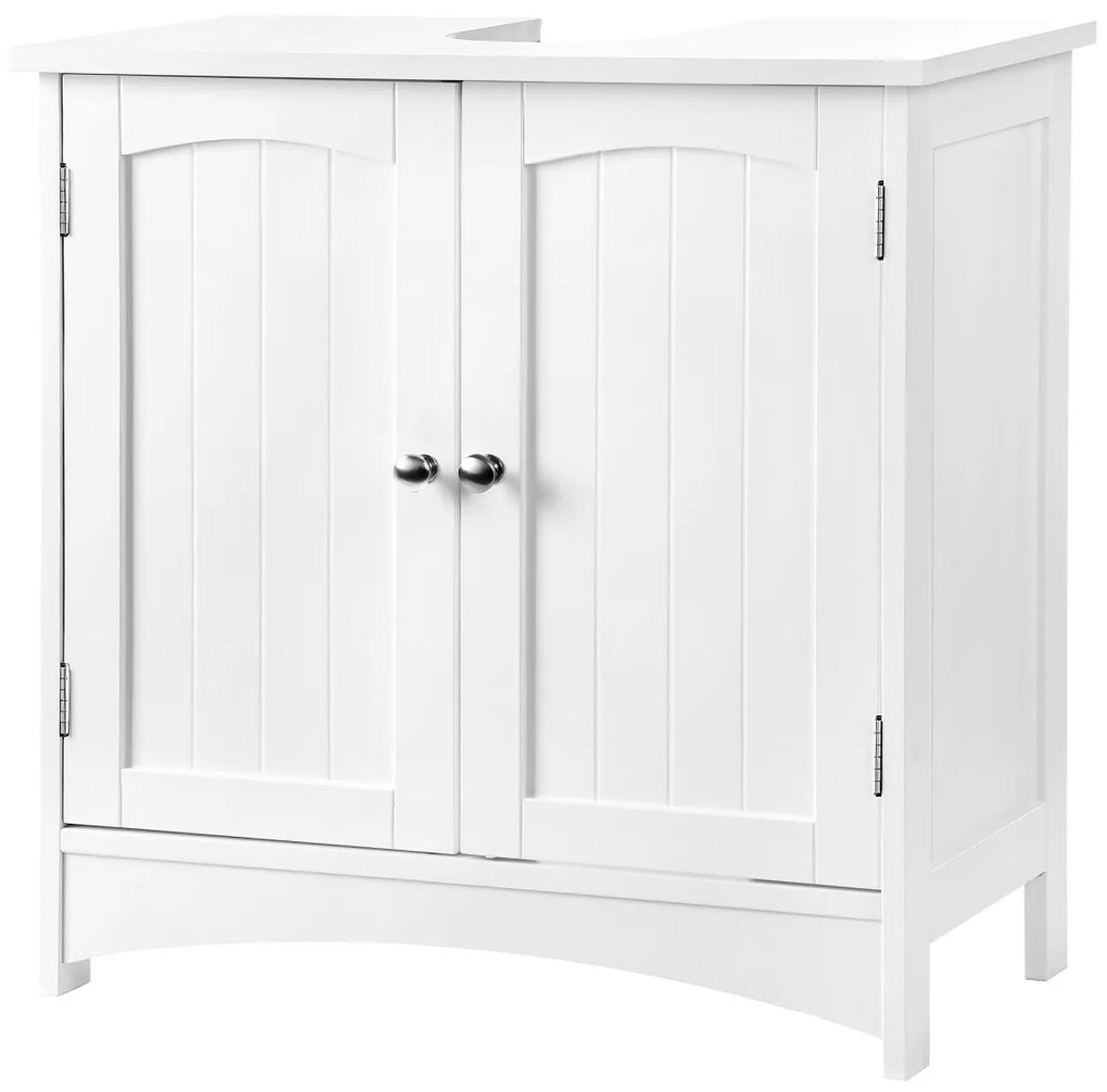 Armário de armazenamento sob a pia VASAGLE, armário de chão para banheiro com 2 portas, prateleira ajustável, 60 x 30 x 60 cm, branco BBC01WT