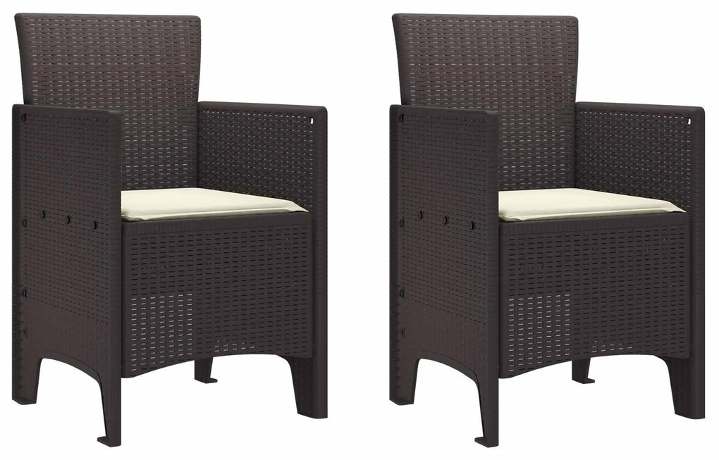 vidaXL Cadeira de Jardim 2 pcs Castanho 53 x 49 x 85 cm PP