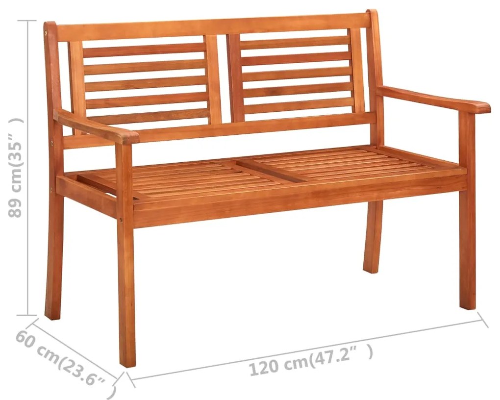 Banco de jardim 2 lugares 120 cm madeira de eucalipto maciça