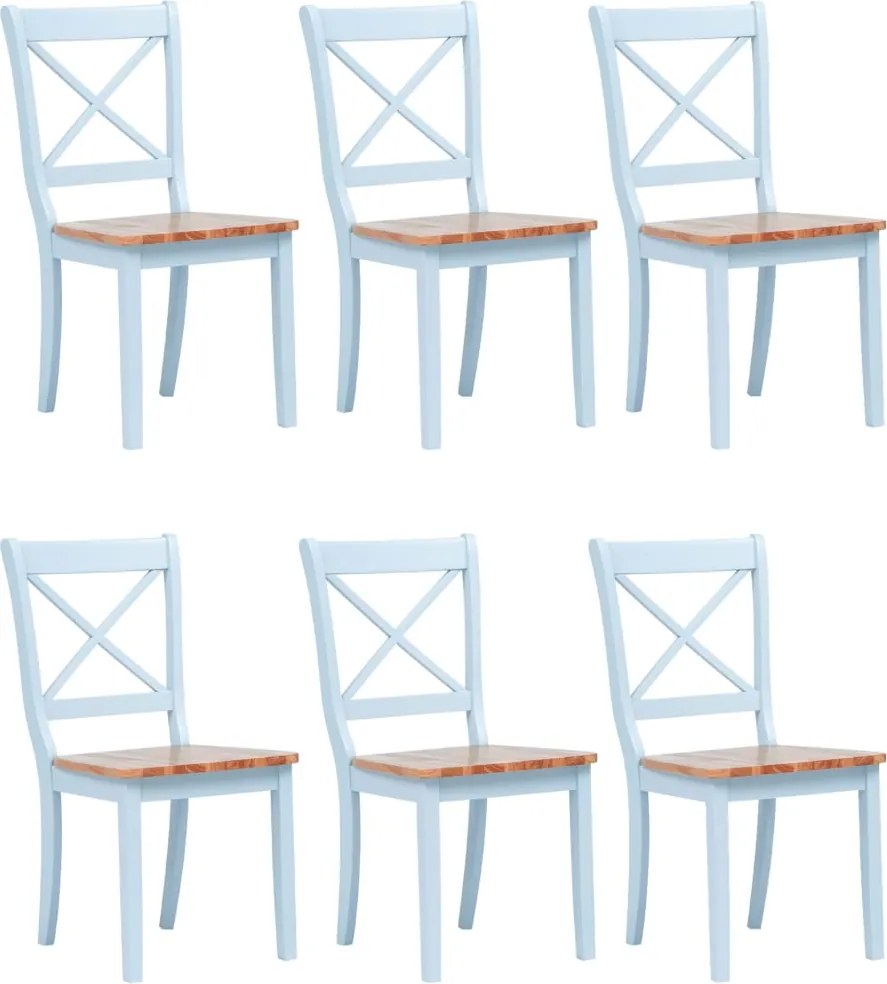 vidaXL Cadeiras de jantar 6 pcs seringueira maciça cinza/madeira clara