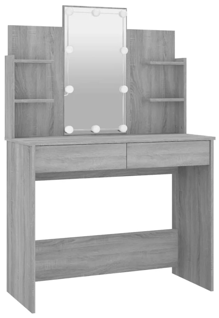 Toucador com LEDs 96x40x142 cm sonoma cinza