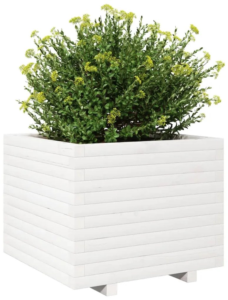 Vaso/floreira de jardim 60x60x49,5 cm pinho maciço branco