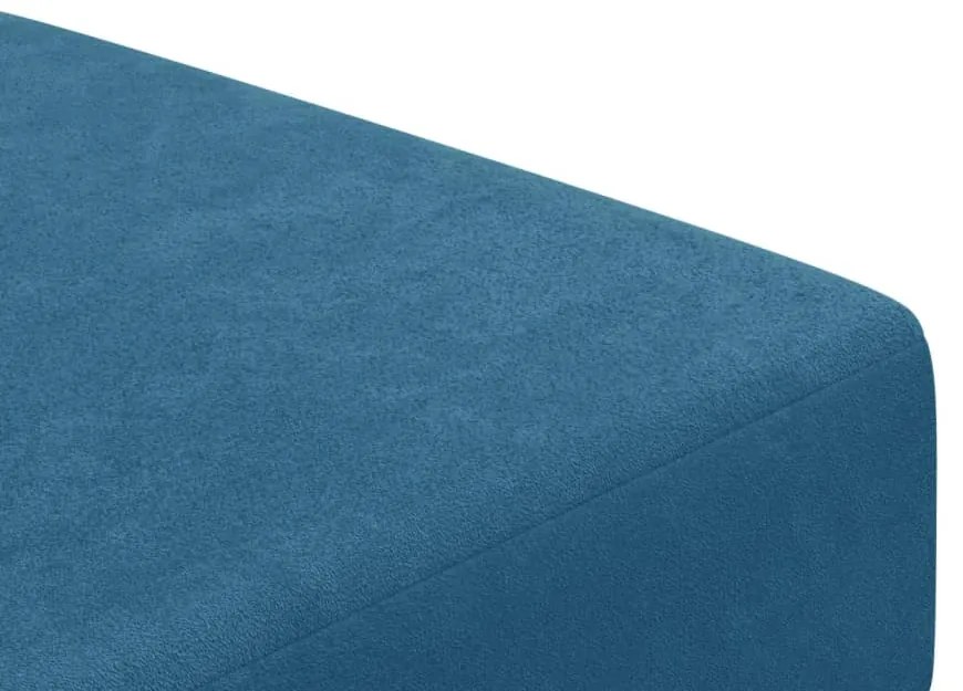 Sofá-cama 2 lugares c/ apoio de pés veludo azul