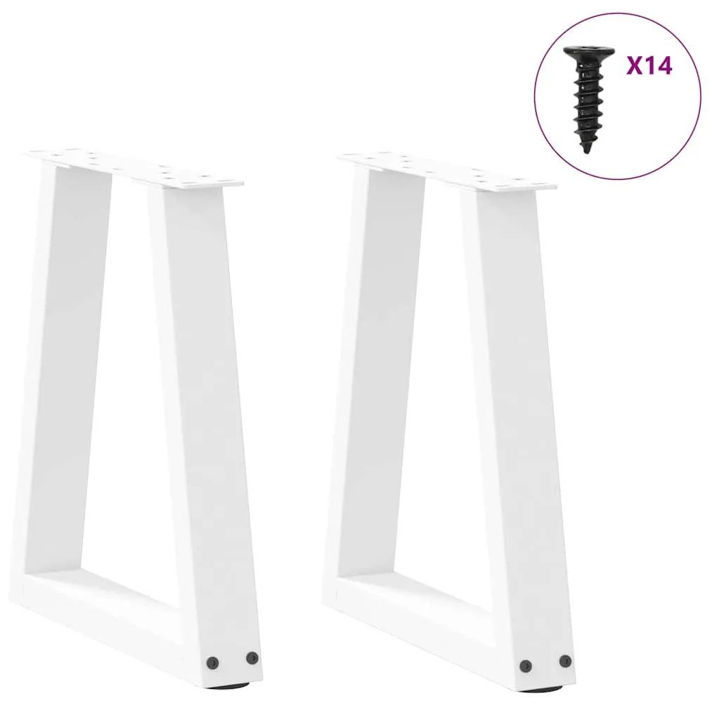 Mesa de jantar pernas 2pcs forma de V 38x(42-43,3)cm aço branco