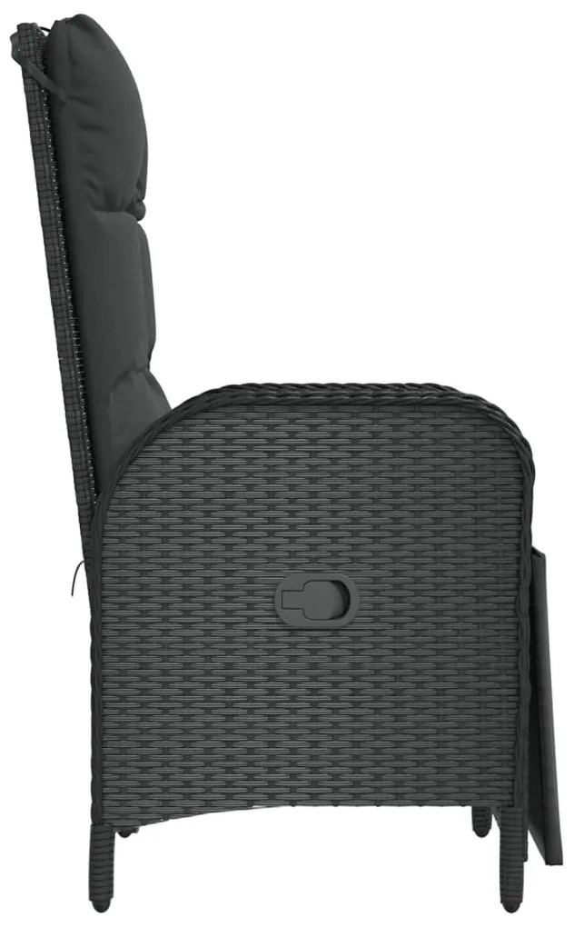 Poltronas reclináveis exterior c/ almofadões 2pcs vime PE preto