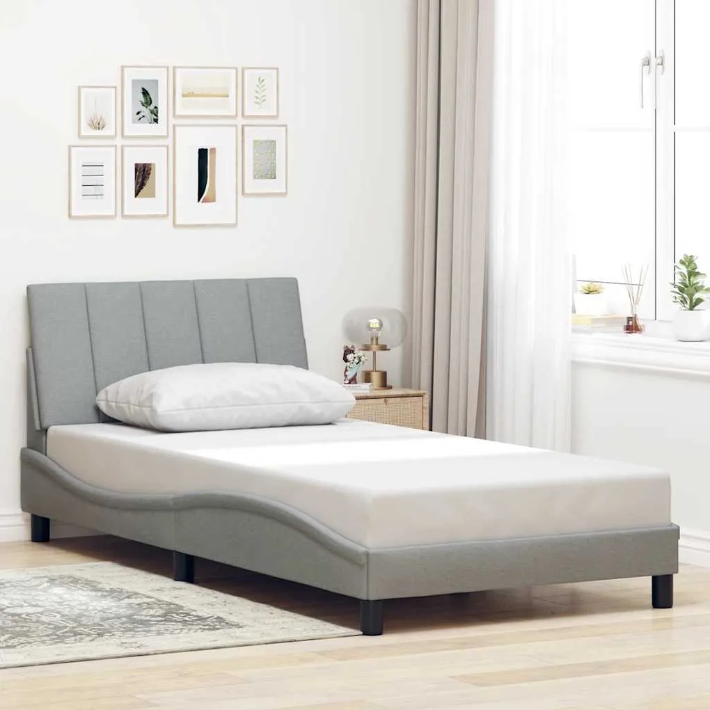 vidaXL Estrutura de cama sem colchão Hanko 100x200 cm tecido cinzento-claro